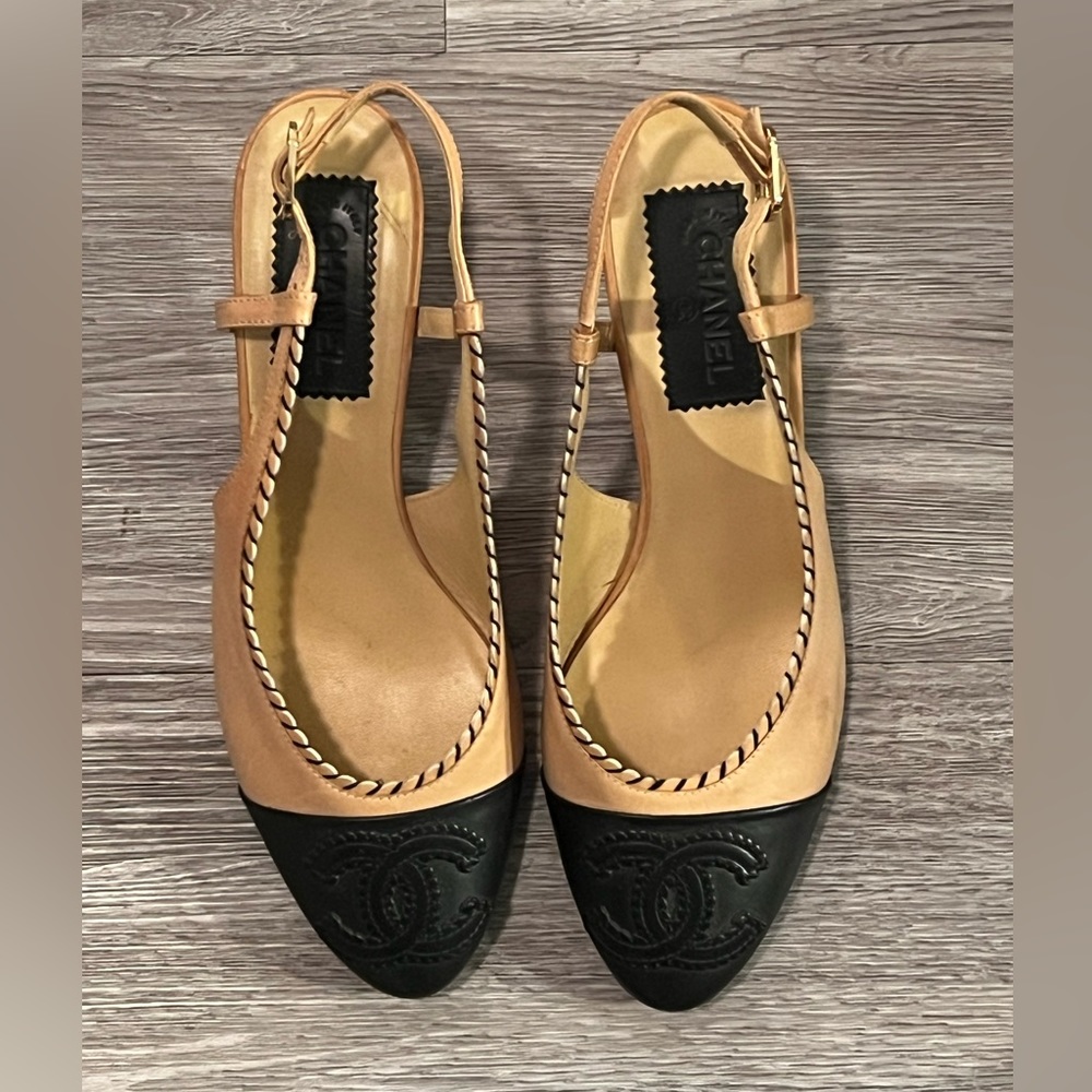 Chanel vintage sling back mules